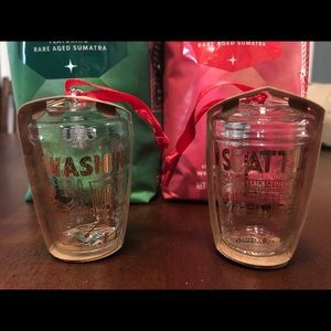 Two (2) Starbucks Been There Glass OrnamentS.